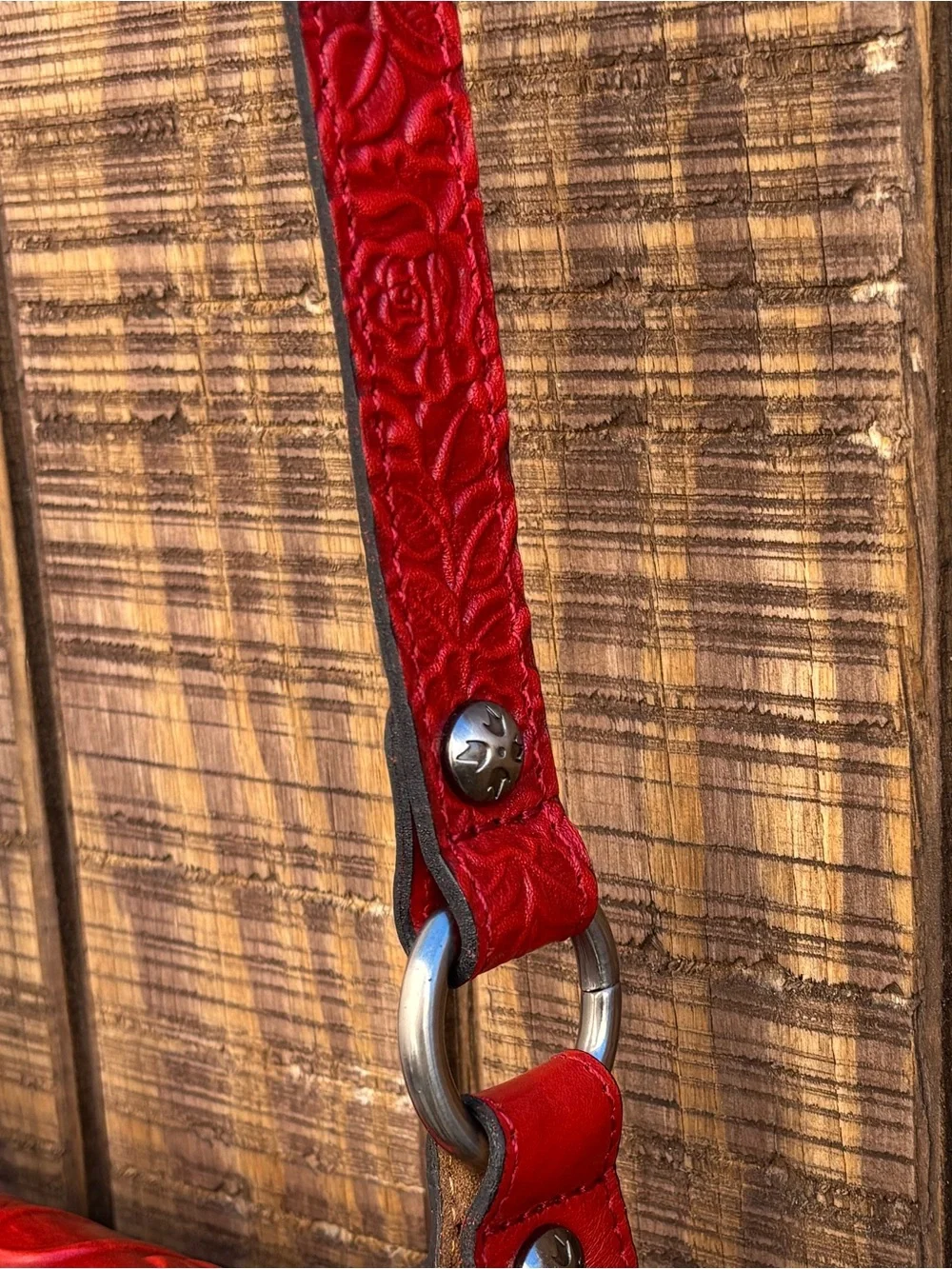 Patricia Nash Micaela Red Rose Leather Shoulder Purse